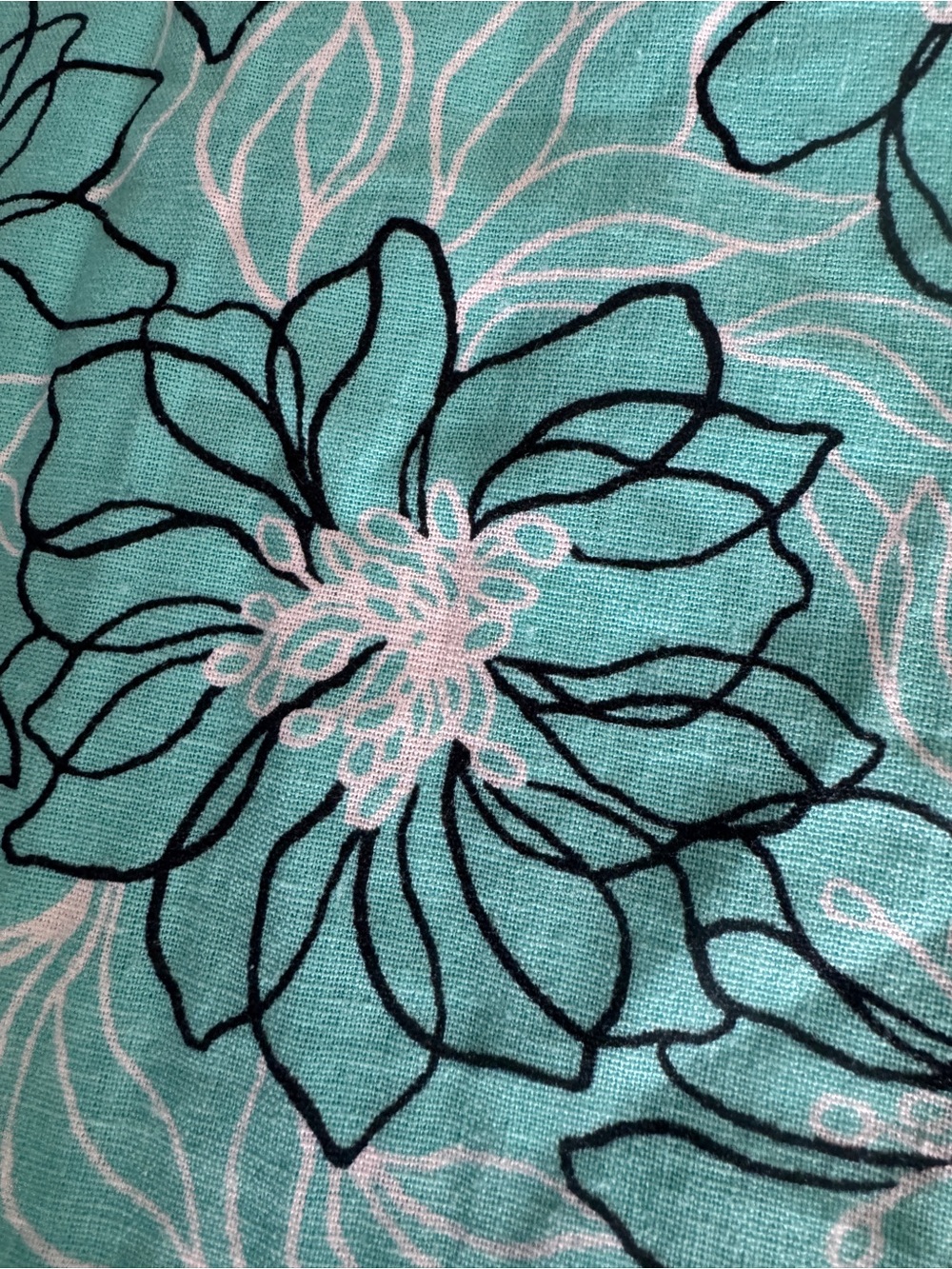 Minimalist Teal Floral Linen Blend A-Line Dress - Small/medium - Picture 11 of 11